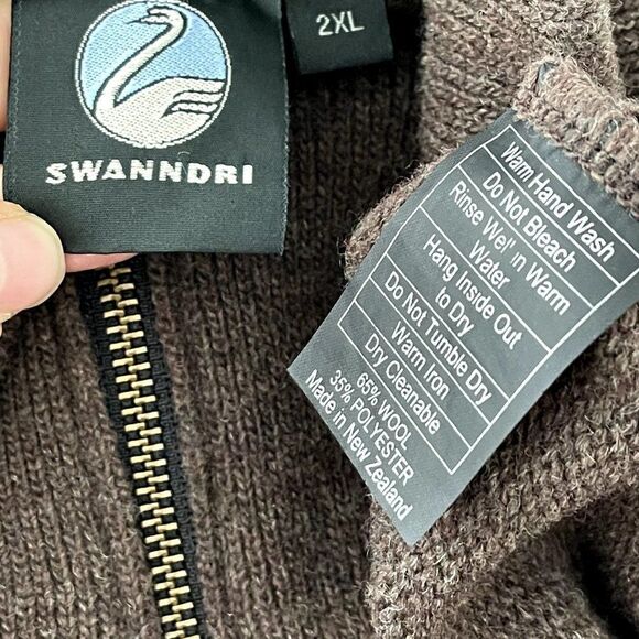 Swanndri Mens Brown Wool Quarter Zip Pullover Minimalistic Sweater Sz 2XL - Picture 8 of 8